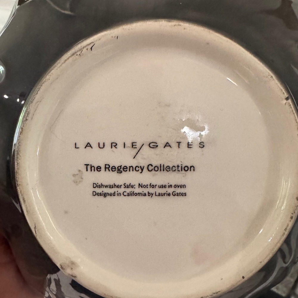 Laurie Gates Regency Gray Ceramic Leaf Bowl Decorative Trinket Dish 7" Autumn - Picture 3 of 4
